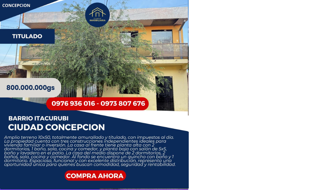 Terreno 10x50 con 3 construcciones, Itacurubí