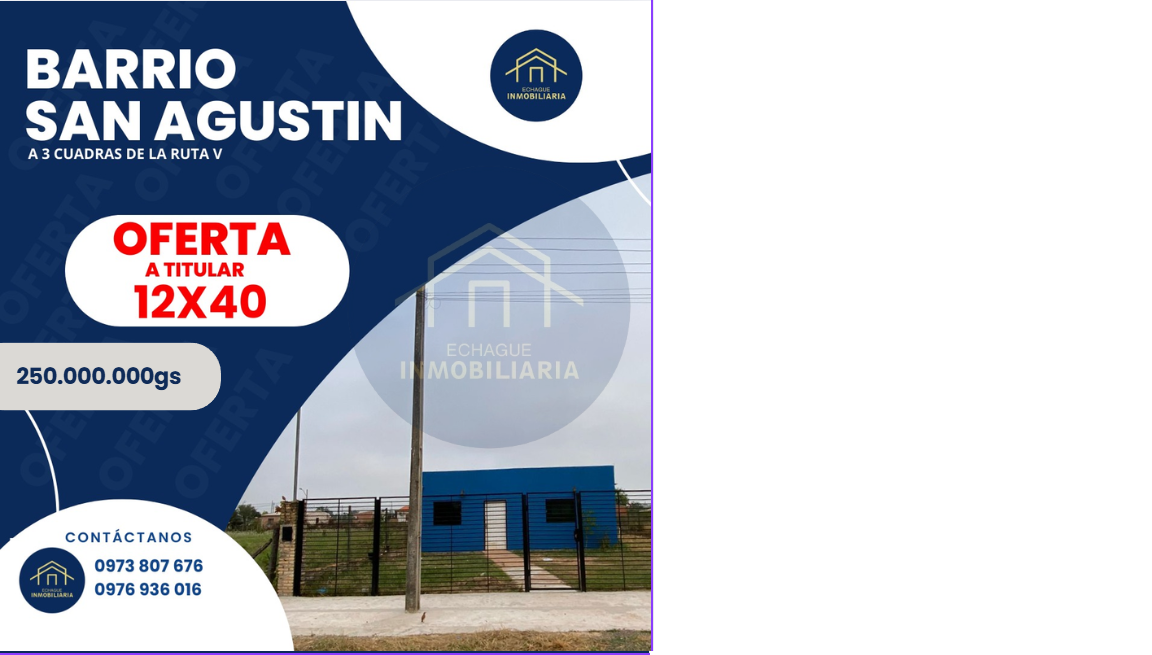 Terreno a titular 12x40 en Barrio San Agustín